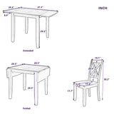 3-Piece Wood Drop Leaf Breakfast Nook Dining Table Set