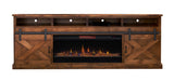 Devine Home Farmhouse 93 inch Electric Fireplace TV Stand for TVs up to 100 inches, Aged Whiskey Finish