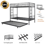 Metal Twin over Twin Bunk Bed with Trundle