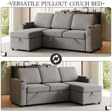 8" Sleeper Sofa, Sofa Bed - 2 in 1 Pull Out Sofa Bed with Storage Sofa, Sofa Sleeper with Pull Out Bed with Charging Port