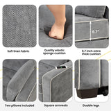 Pull Out Linen Upholstered Sleeper Bed attached two throw pillows, Dual USB Charging Ports