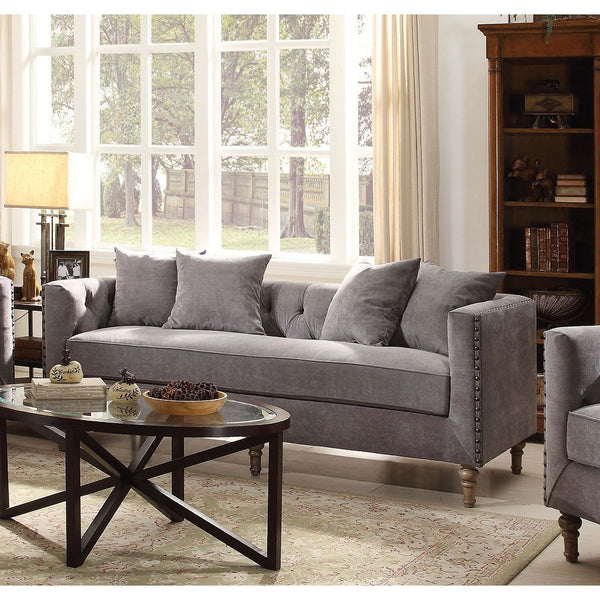 Gray Sofa with 4 Pillows