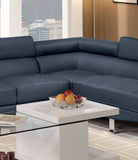 Dark Blue Color Sectional Living Room Furniture Linen Like Fabric Adjustable Headrest Right Facing Chaise & Left Facing Sofa