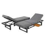 3-Piece Modern Multi-Functional Outdoor Sectional Sofa Set with Height-adjustable Seating and Coffee Table for Patio, Garden and Backyard (Grey)