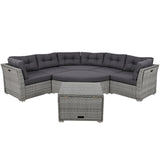 Patio Furniture Set Outdoor Furniture Daybed Rattan Sectional Furniture Set Patio Seating Group With Cushions and Center Table for Patio, Lawn, Backyard, Pool, Grey