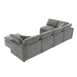 Modular Cloud Sofa Bed, 6 Seat Chenille Sectional Couch Set with Ottoman