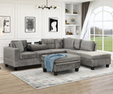 Sectional Sofa with Storage Ottoman, L-Shape Couch with 2 Pillows and Cup Holder,