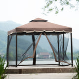 Brown Outdoor Iron Vented Dome Top Patio Gazebo