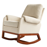 Beige Modern Comfortable Velvet Rocking Chair