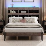 Queen 3 Piece Bedroom Set Mid Century Modern Style - led lights - usb ports