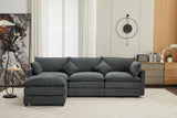 Modular Sectional Sofa,  3-Seater Sofa with Ottoman, Modern L-Shaped Sofa for Living Room Bedroom Apartment