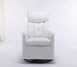 White Fabric Swivel Rocking Chair Gilder Chair With Pocket,White