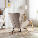 Velvet Fabric Padded Seat Rocking Chair