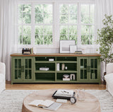 Home Vineyard 96 inch TV Stand Console for TVs up to 100 inches, No Assembly Required, Sage Green and Fruitwood Finish