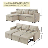 Pull Out Sectional Sofa with Storage Chaise