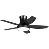 46 Inch Black Flush Mount Ceiling Fan with Light and Remote Control, Low Profile Ceiling Fan with 5 blades, 3 Light Color, 6 Speeds for Living Room, Bedroom, Children room, Matte Black