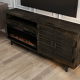 Devine 83 Inch Electric Fireplace TV Console, for TVs up to 95 inches, Charcoal-Brown Finish