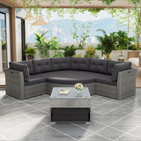 Patio Furniture Set Outdoor Furniture Daybed Rattan Sectional Furniture Set Patio Seating Group With Cushions and Center Table for Patio, Lawn, Backyard, Pool, Grey