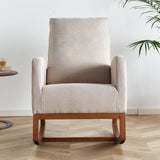 Beige Linen Rocking Chair Accent Chair