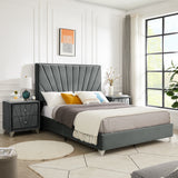 Queen bed with two nightstands