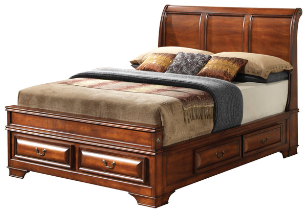 King Storage Bed, Oak Finish