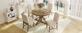 Natural Wood Style Dining Table Set with 4 Upholstered Chairs