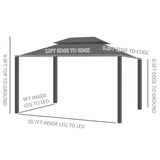 10' x 12' Hardtop Gazebo Canopy with Galvanized Steel Double Roof, Aluminum Frame, Permanent Pavilion Outdoor Gazebo with Netting and Curtains for Patio, Garden, Backyard, Deck, Lawn