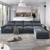 L-Shape Feather Filled Sectional Sofa - Dark Grey