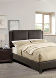 California King Size Bed 1pc Bed Set Brown Faux Leather Upholstered