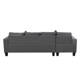 Sofa Set for Living Room with L Shape Chaise Lounge, cup holder - grey