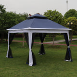 Outdoor 11x 11Ft Pop Up Gazebo Canopy With Removable Zipper Netting,2-Tier Soft Top Event Tent,Suitable For Patio Backyard Garden Camping Area,blue