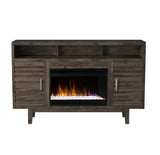 Bridgevine Home Avondale 61 Inch Electric Fireplace TV Console for TVs up to 70 inches, Charcoal-Brown Finish