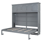 Queen Size Murphy Bed Wall Bed with Top Cabinets,Gray