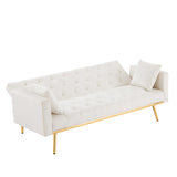 Cream White Convertible Folding Futon Sofa Bed