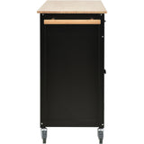 Black Kitchen Island Cart with Solid Wood Top