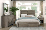 Queen Rustic Style Gray Finish Wooden Bedroom Furniture