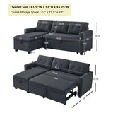 Pull Out Sectional Sofa with Storage Chaise