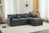 Modular Sectional Sofa,  3-Seater Sofa with Ottoman, Modern L-Shaped Sofa for Living Room Bedroom Apartment