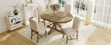 Natural Wood Style Dining Table Set with 4 Upholstered Chairs