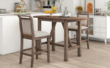 3-Piece Wood Counter Height Drop Leaf Dining Table Set