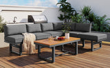 3-Piece Modern Multi-Functional Outdoor Sectional Sofa Set with Height-adjustable Seating and Coffee Table for Patio, Garden and Backyard (Grey)