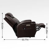 Recliner Chair for Elderly with 8-Point Vibration Massage and Lumbar Heating, Two Cup Holders and USB Charge Port