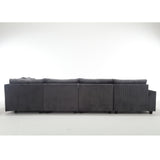 Dark Grey Oversized Modular Sectional Sofa Corduroy Upholstered