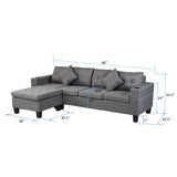 Sofa Set for Living Room with L Shape Chaise Lounge, cup holder - grey