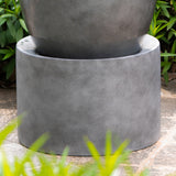 Grey Heavy Outdoor Cement Fountain Urn Design Water feature For Home Garden, Lawn, Deck & Patio