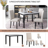 Faux Marble 5-Piece Dining Set Table