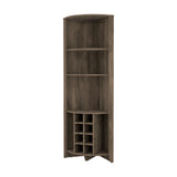 Georgia 8-Bottle 5-Shelf Corner Bar Cabinet in Dark Brown