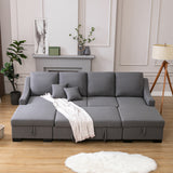 Grey Upholstered Sleeper Sectional Sofa with Double Storage Spaces