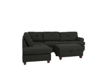 Contemporary 3-pcs Sectional Sofa Ash Black Polyfiber Cushion Sofa Chaise Ottoman Reversible Couch Pillows