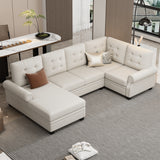 Modern U-Shaped Corner Sectional Sofa Upholstered Linen Fabric